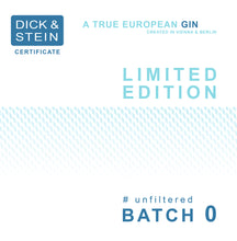 Lade das Bild in den Galerie-Viewer, DICK & STEIN - BATCH 0 - Limited Edition - unfiltered london dry gin - 45,7% vol. - 50cl