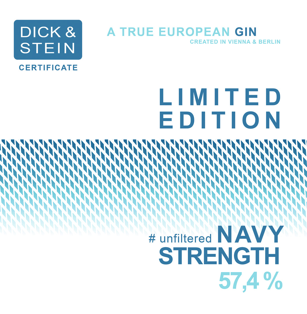 DICK & STEIN - NAVY STRENGTH - Limited Edition - unfiltered london dry gin - 57,4% vol. - 50cl